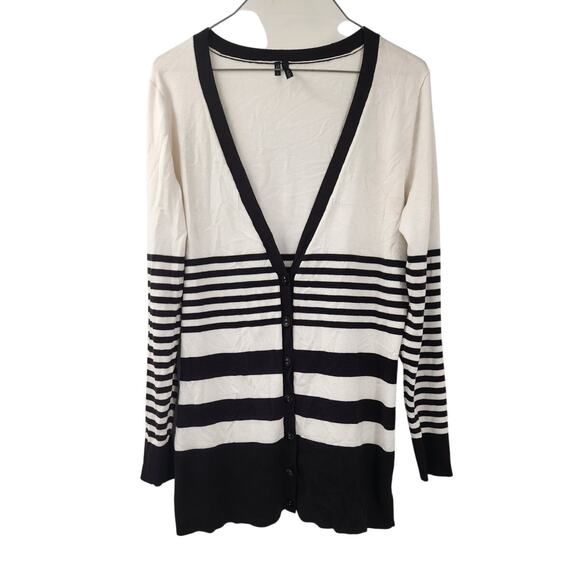 Maurices V-Neck Button Down Striped Black and White Sweater Womens Size Large L - Picture 1 of 4